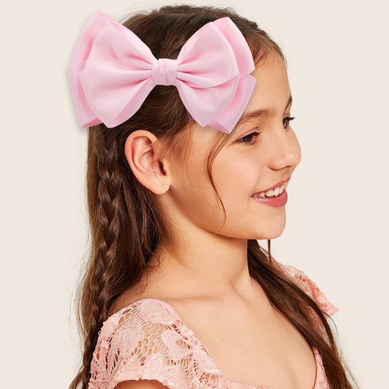 ZOLYCO Large Big 6 Inch Hair Bows for Girls Thick Ribbon Boutique Alligator Clips Hair Accessories for Baby Girls Toddlers Kids Teens 2 PCS (Pink) - Image 3